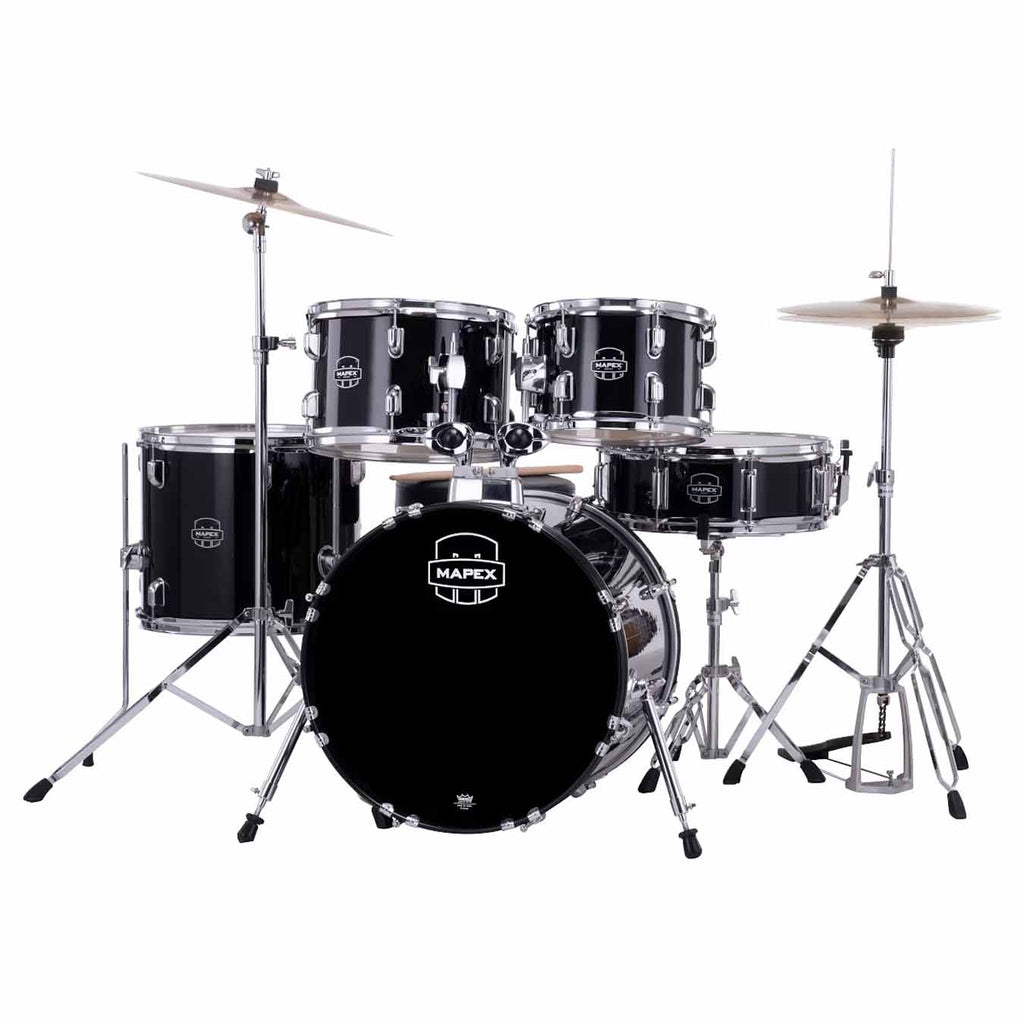 Mapex CM5295FTCDK Comet 5 pcs Hybrid Drum Set with Hardware Throne & Cymbals - Dark Black