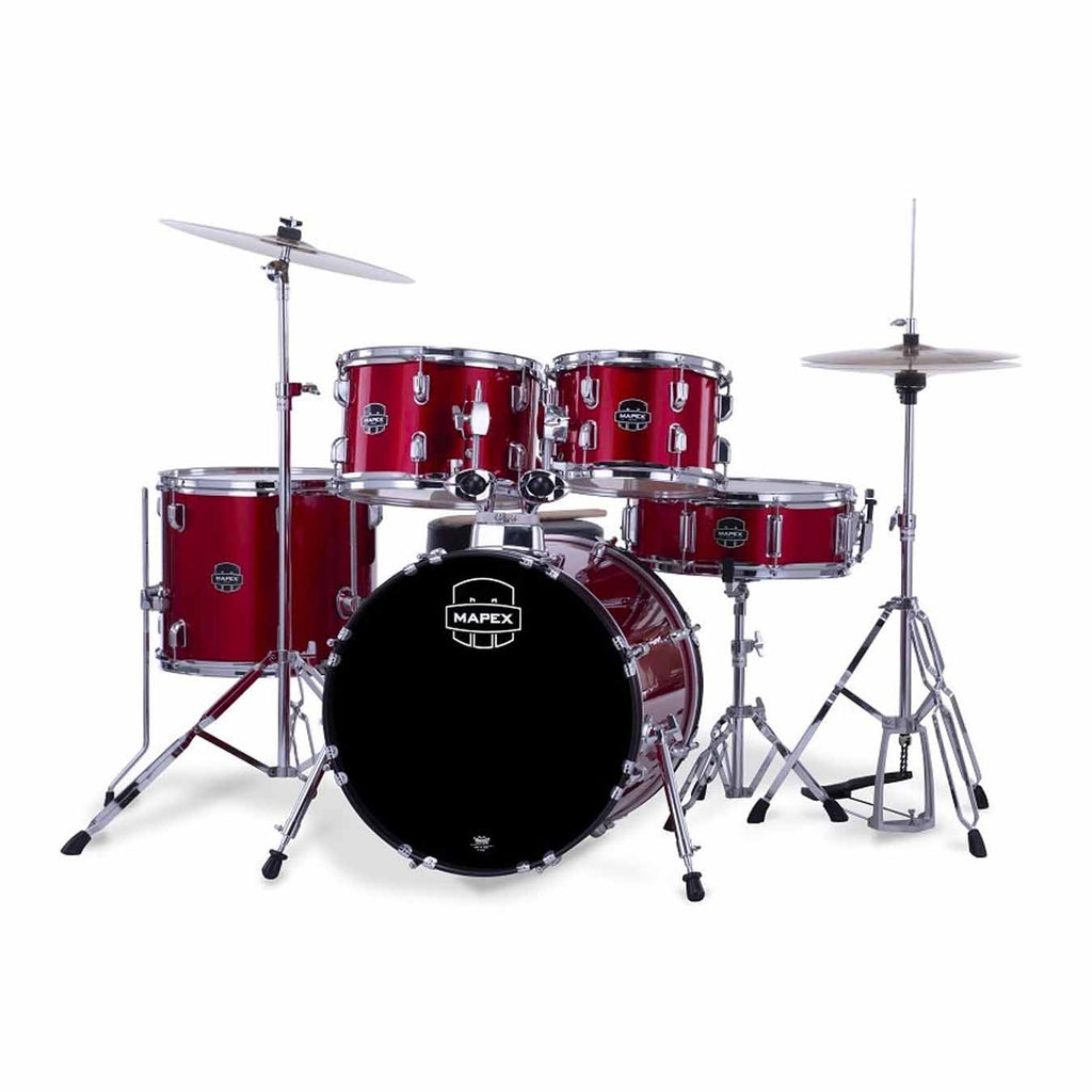 Mapex CM5295FTCDK Comet 5 pcs Hybrid Drum Set with Hardware Throne & Cymbals - Infra Red