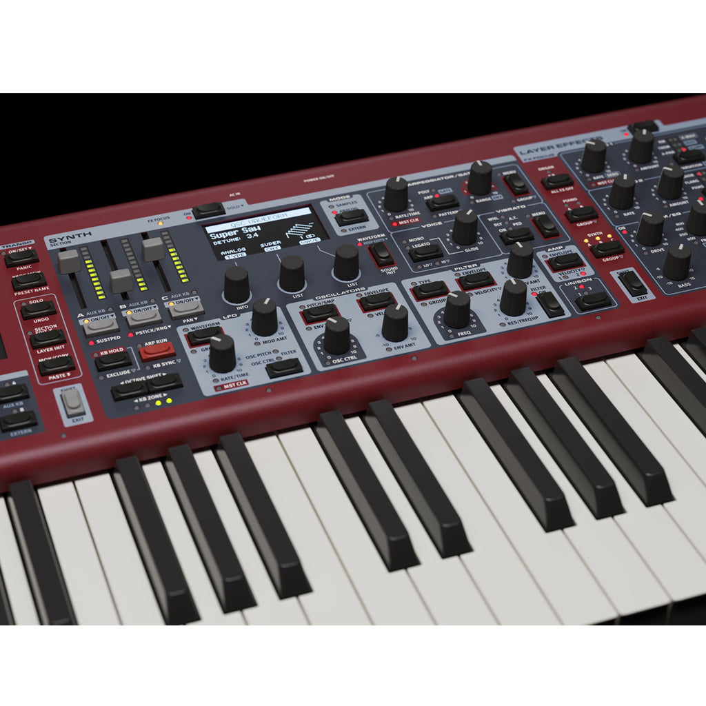 Nord Stage 4 88-key weighted triple sensor keybed with aftertouch and physical drawbars with LED