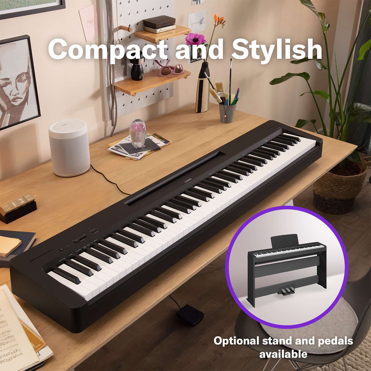 Yamaha P-145BT Digital Piano with Bluetooth® Audio Function - Black