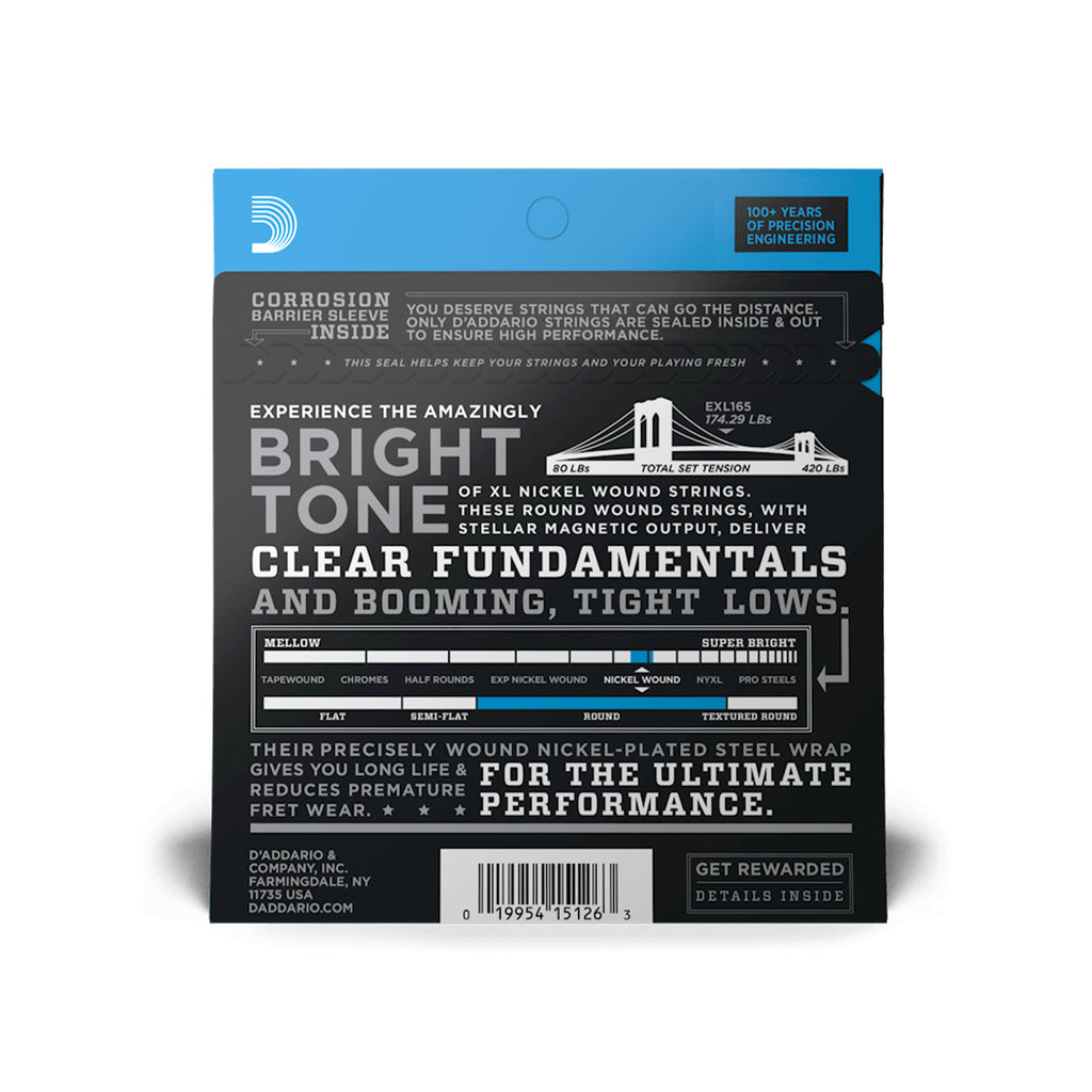 Daddario EXL165 Regular Light Top/Medium Bottom Long Scale Bass Strings 45-105