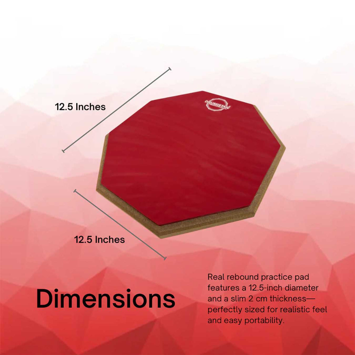 Drumistan Percussion Real Rebound Drum Practice Pad, 12.5 inches, (Red Colour)