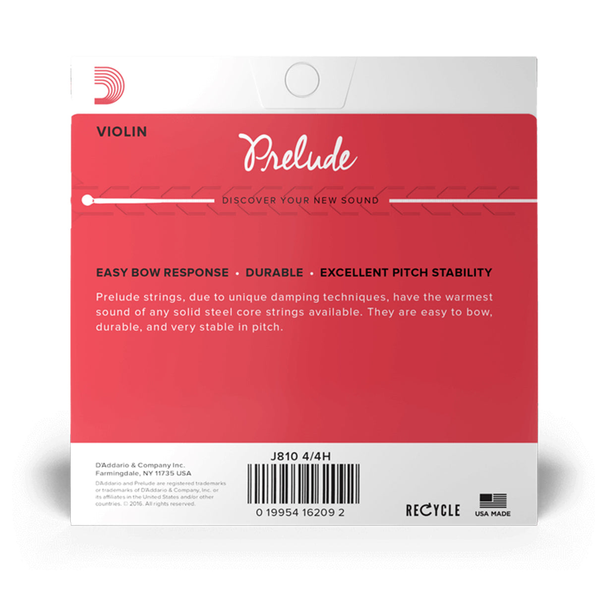 Daddario J810 4/4H Prelude Violin String Set 4/4 Scale - Heavy Tension