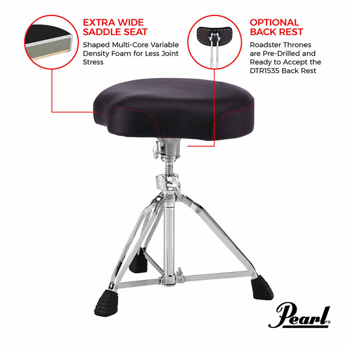 Pearl D3500 Roadster Multi-Core Saddle Drum Throne
