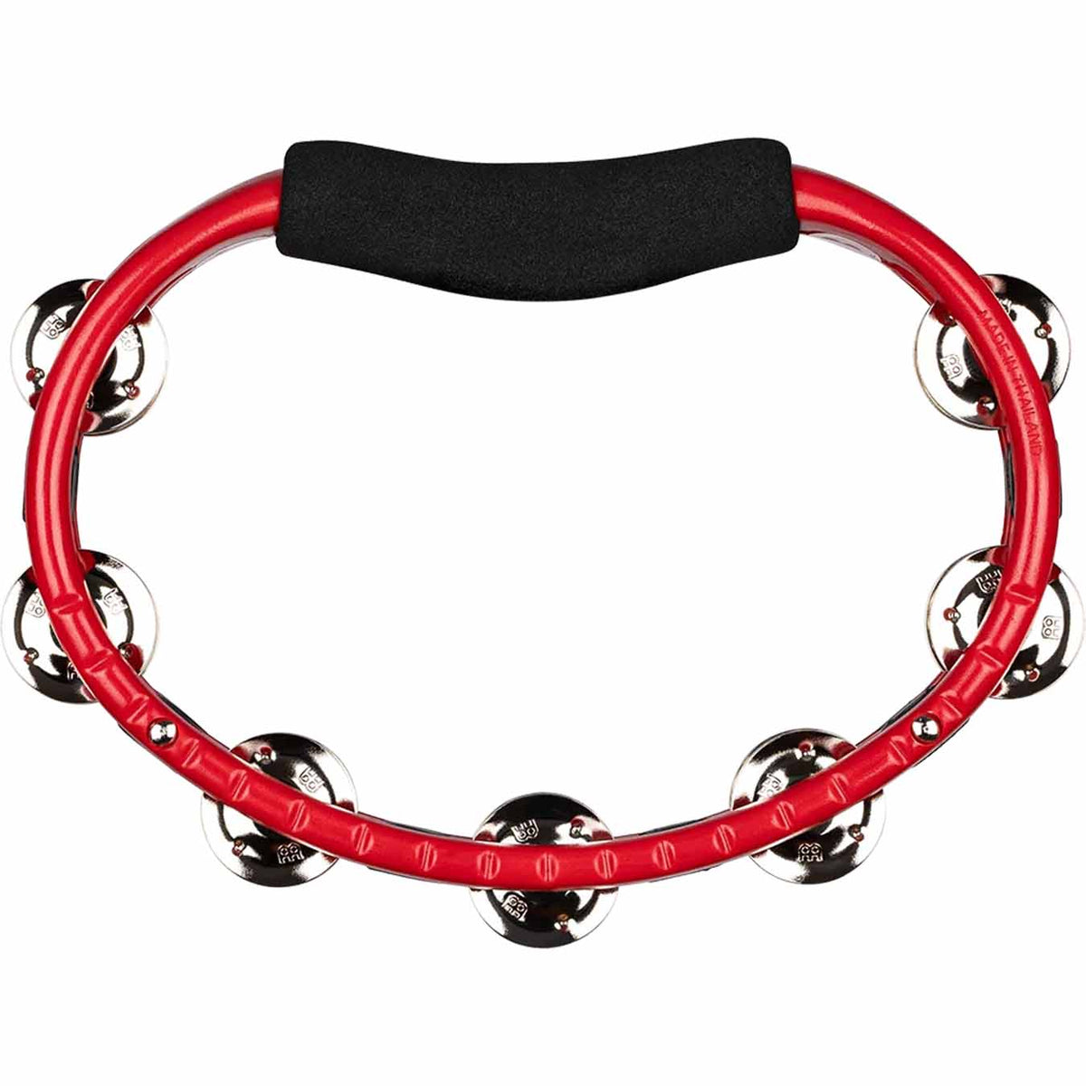 Meinl Traditional ABS Series Hand Held Molded ABS Tambourine, Red, Nickel Plates Steel Jingles - HTMT1R
