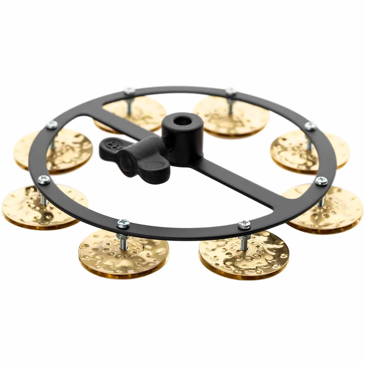 Meinl Artists Blog More 5 + 1 Headliner® Series 5\" Hihat Tambourine, Single Row, Hammered Brass Jingles - HTHH1B-BK