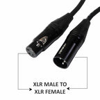 Hawk SXFG050 Gold Series XLR Male to XLR Female Balanced Mic Cable with Hawk Connectors 15 meters length, Black Colour with C