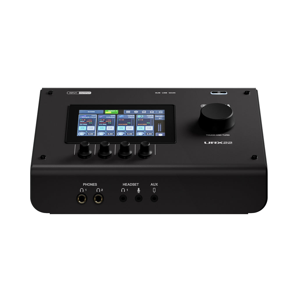 Yamaha URX22 B 4-in/2-out USB-C Audio Interface with 32-bit/192kHz support with Touch LCD panel GUI with physical controller