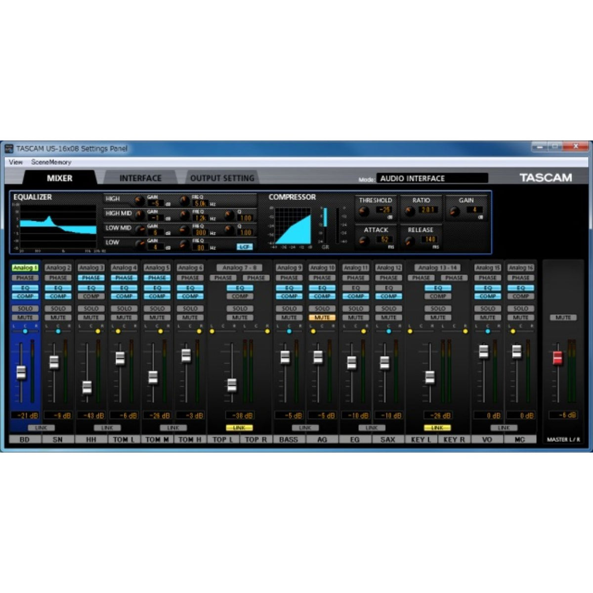 Tascam US-16x08 16-input Audio Interface