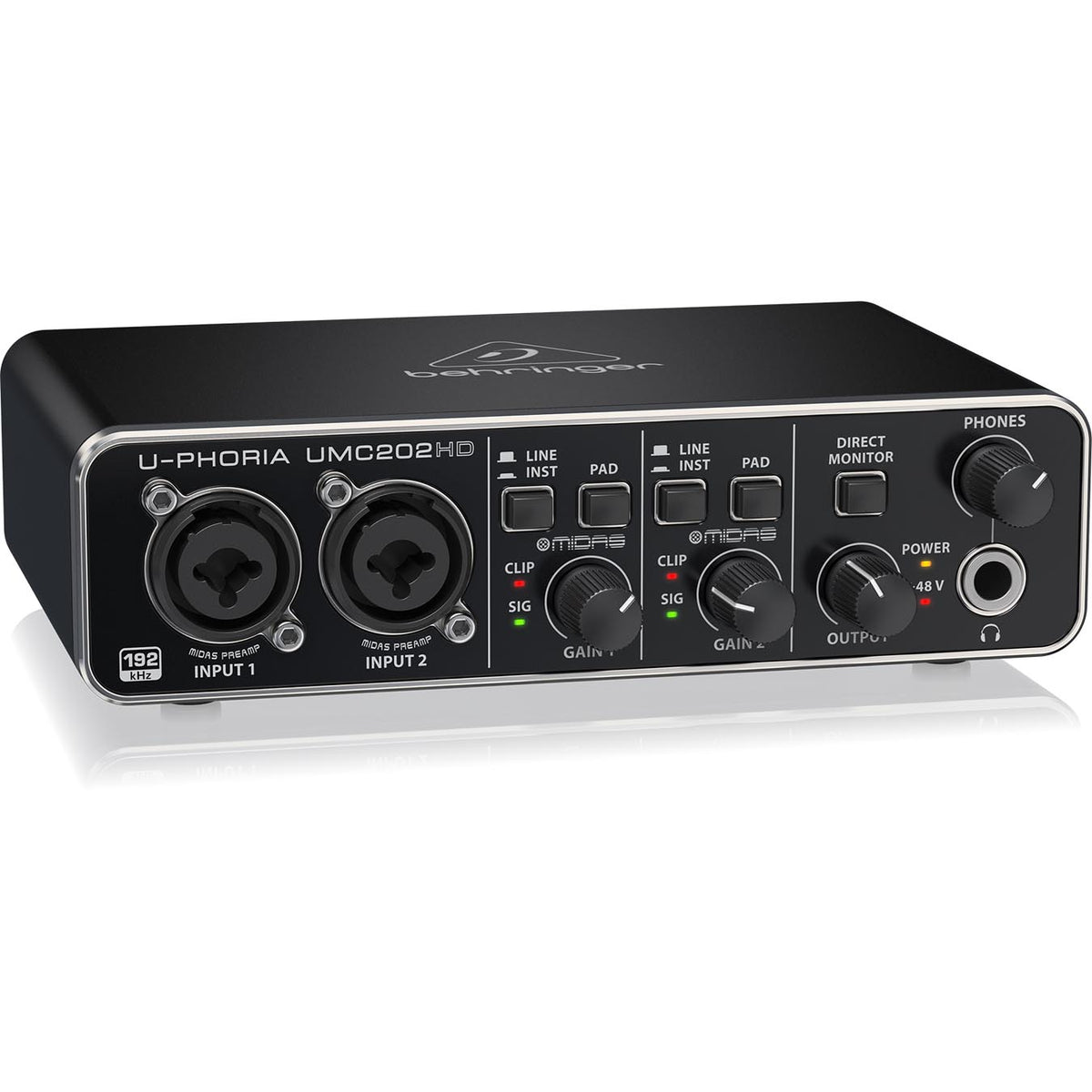 Behringer UMC202HD Audiophile 2x2 24-Bit/192 kHz USB Audio Interface with Midas Mic Preamplifiers