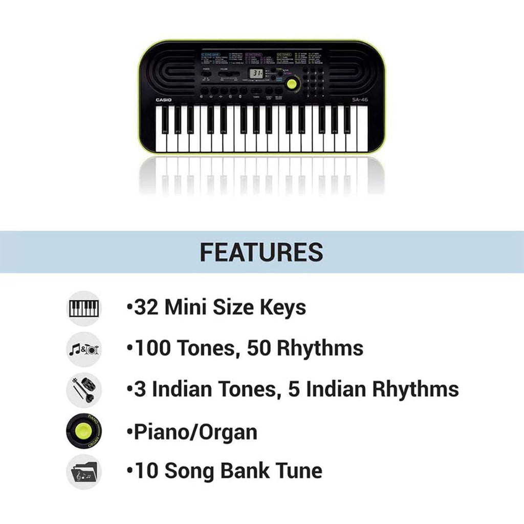 Casio SA-46 Electronic Keyboard with LAD-6 Adapter