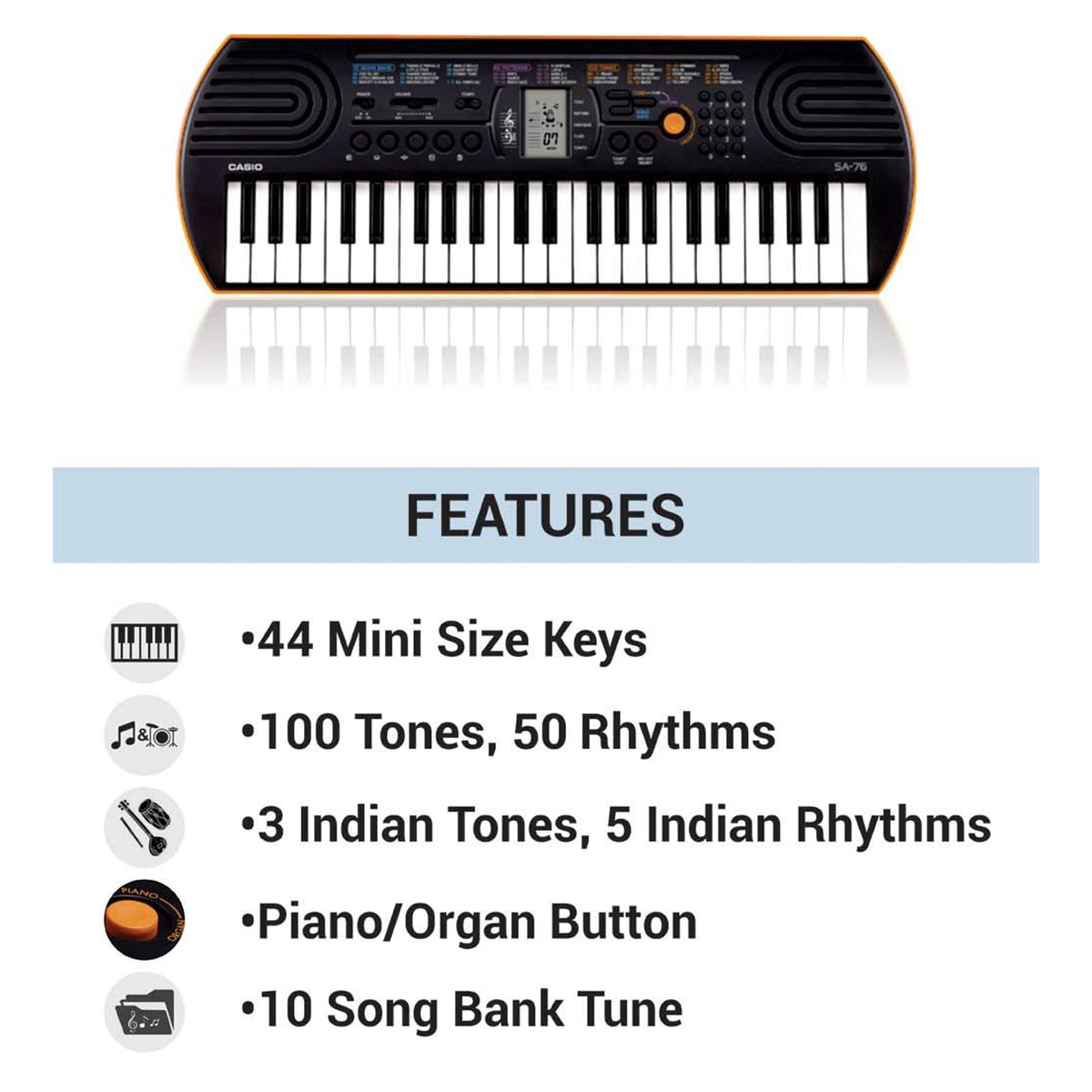 Casio SA-76 Electronic Keyboard with LAD-6 Adapter