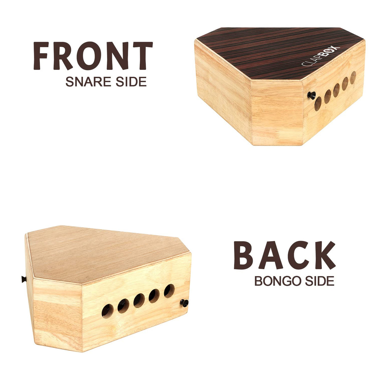 Clapbox Travel Cajon (2-sided), Snare, Bongo - Rubber wood with Carry Bag