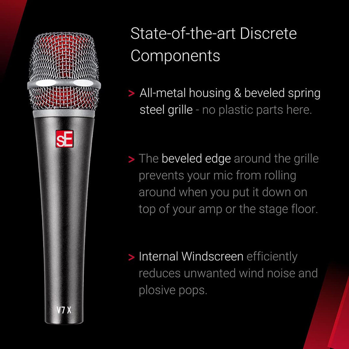 SE Electronics V7X Supercardioid Dynamic Instrument Mic with Integrated Shockmount and Internal Windscreen
