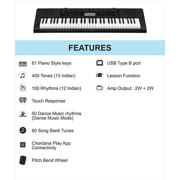 Casio CTK-3500 Touch Sensitive Portable Keyboard with LAD6 Adapter