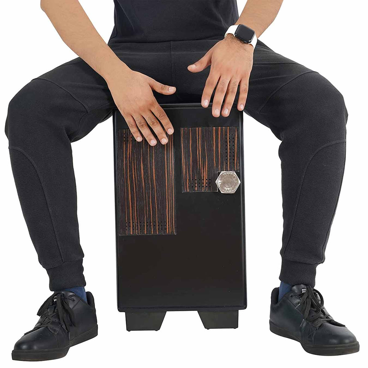 Clapbox CB50 PRO Cajon - (2 instruments in 1) with Side Bongos & Adjusta-Fly Advanced Adjustable Mechanism, Oak Wood- 3 Inter