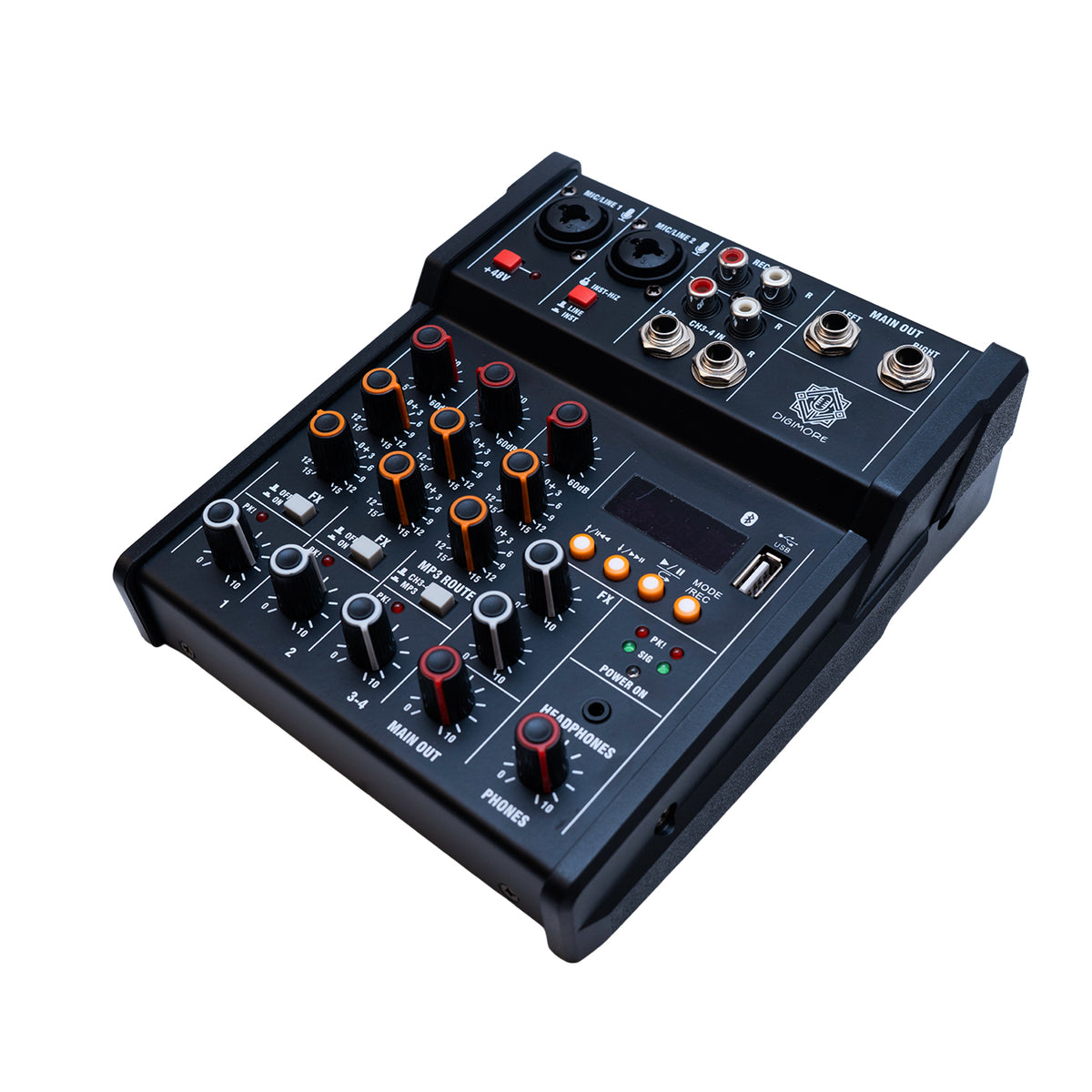 Digimore D-200 4-Channel Audio Mixer with 48V Phantom Power