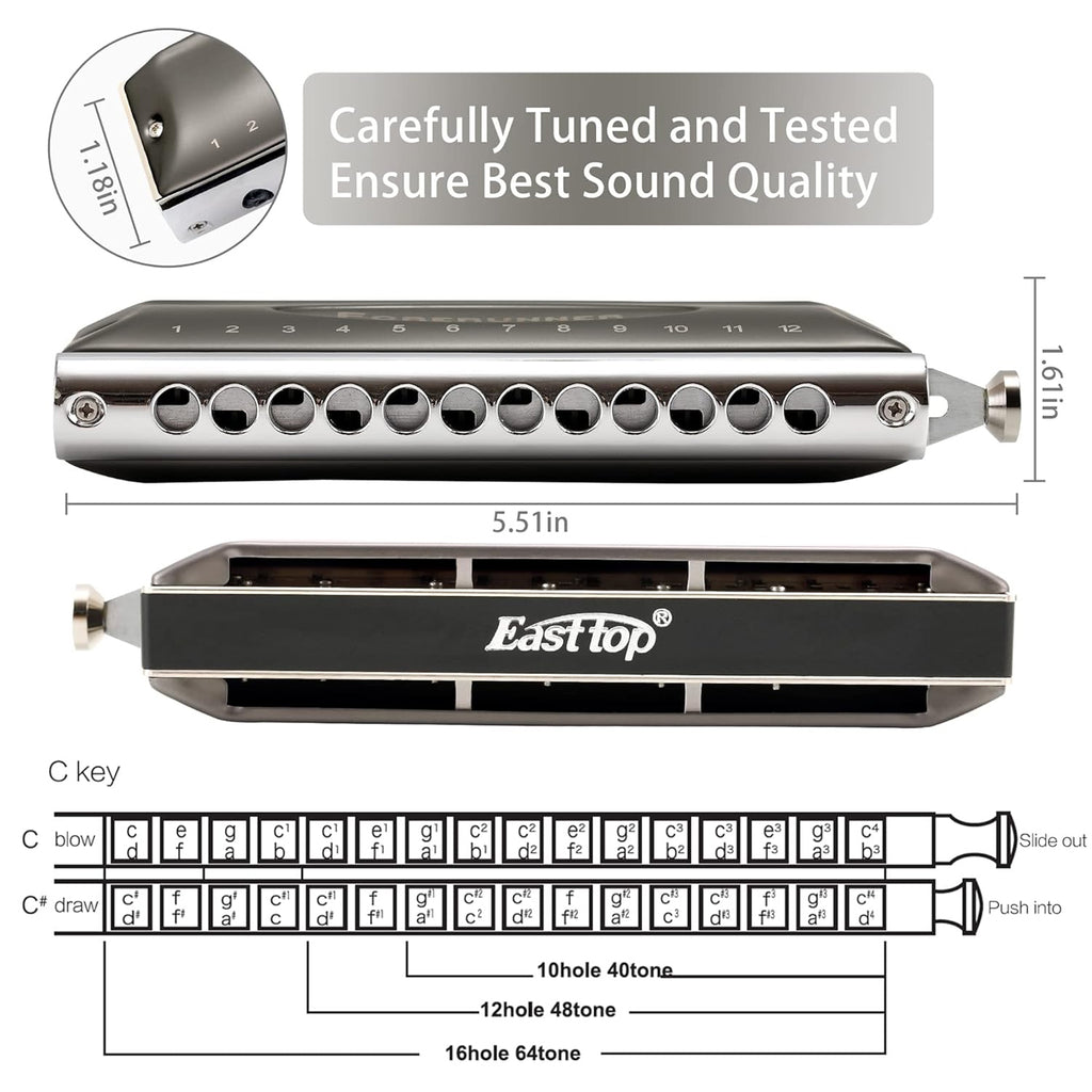 EASTTOP FORERUNNER CHROMATIC HARMONICA T1248NV - KEY C
