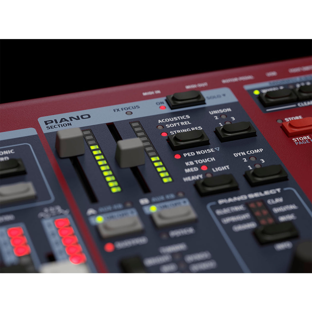 Nord Stage 4 88-key weighted triple sensor keybed with aftertouch and physical drawbars with LED