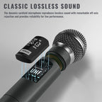 DIGIMORE UHF Dual Wireless Microphone System | 200ft Range | Balanced XLR Outs | 12Hrs Battery Life | Type-C Charging | Perfe