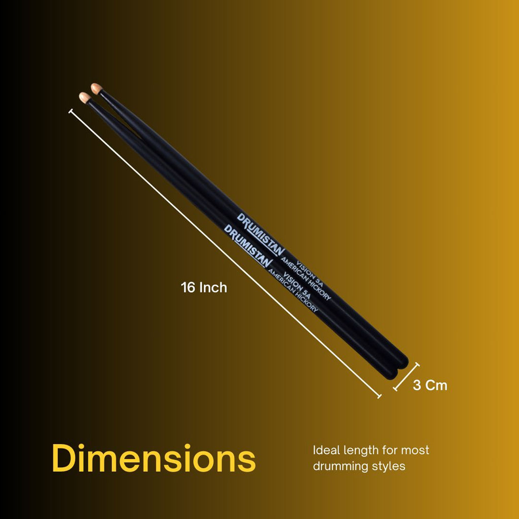 Drumistan Coloured American Hickory Drum Sticks 5A - Black