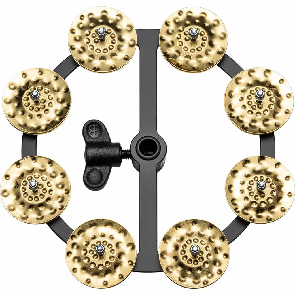 Meinl Artists Blog More 5 + 1 Headliner® Series 5\" Hihat Tambourine, Single Row, Hammered Brass Jingles - HTHH1B-BK