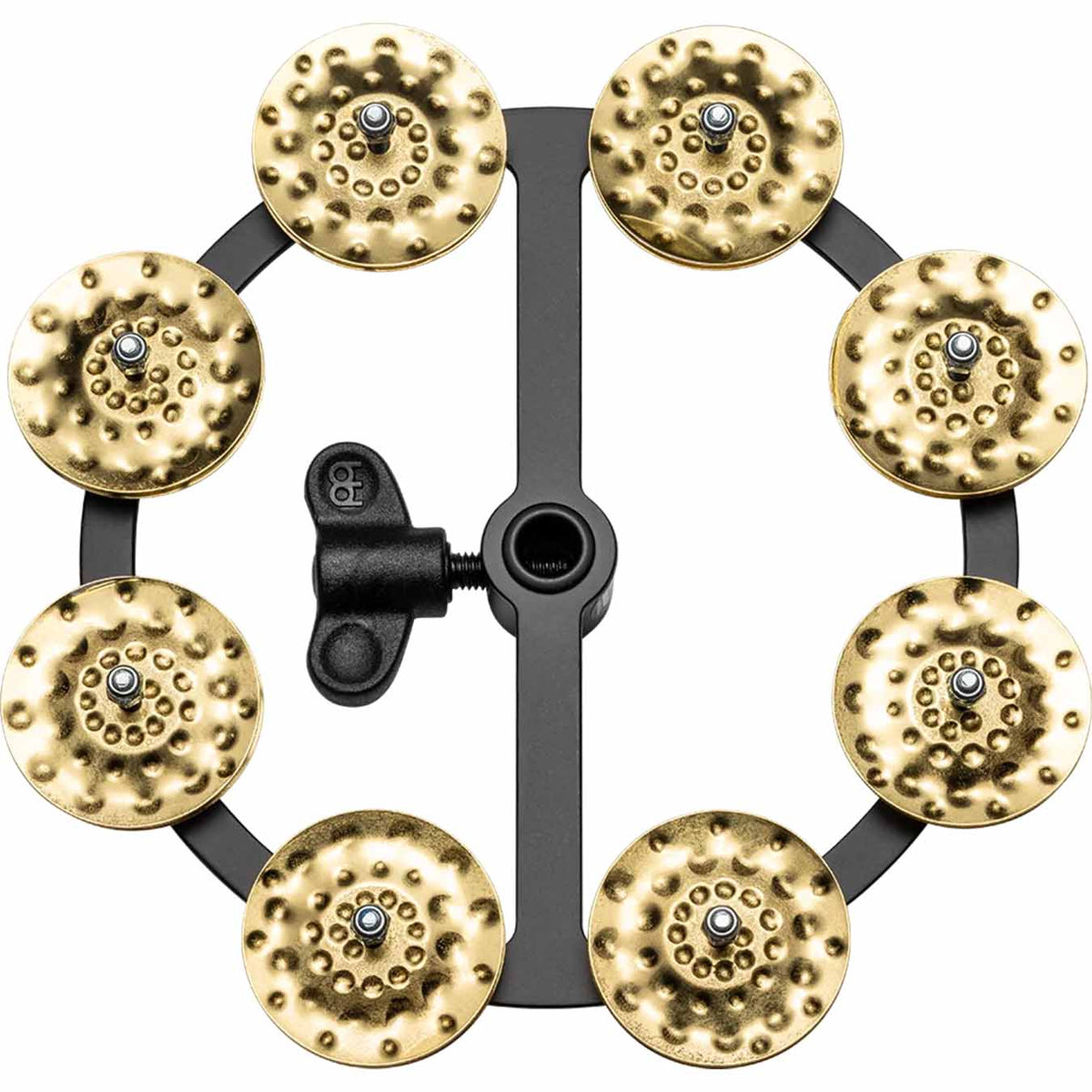 Meinl Artists Blog More 5 + 1 Headliner® Series 5\" Hihat Tambourine, Single Row, Hammered Brass Jingles - HTHH1B-BK