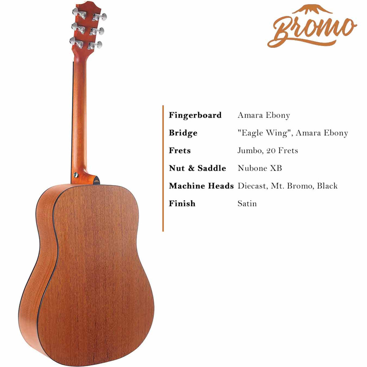 Bromo BAB1 Dreadnought Acoustic Guitar-Natural