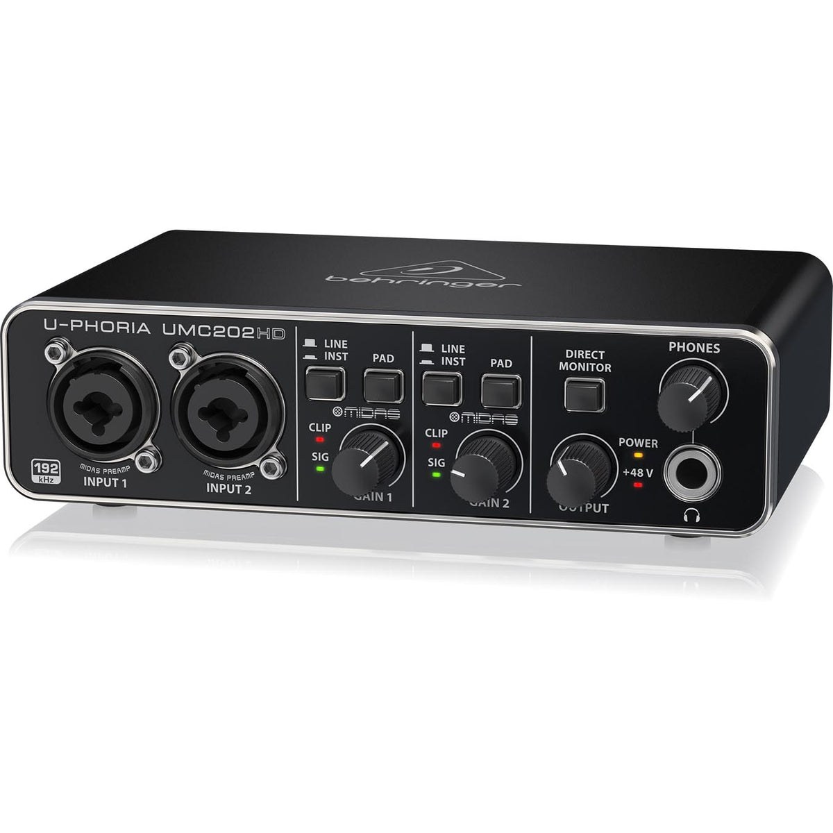Behringer UMC202HD Audiophile 2x2 24-Bit/192 kHz USB Audio Interface with Midas Mic Preamplifiers