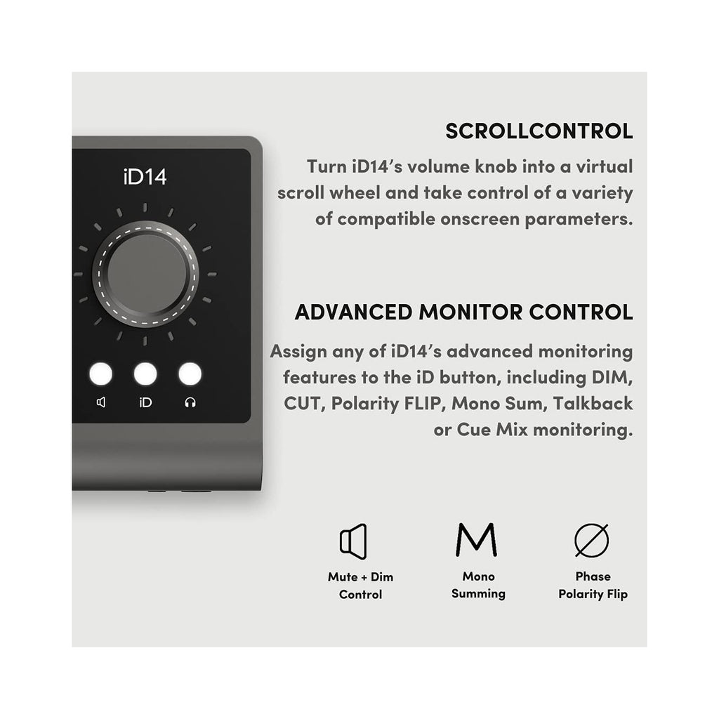 Audient iD14 (MKII) 10in/6out High Performance USB3.0 Audio Interface with 126dB Dynamic Range- 2 X Audient Console Preamps- 
