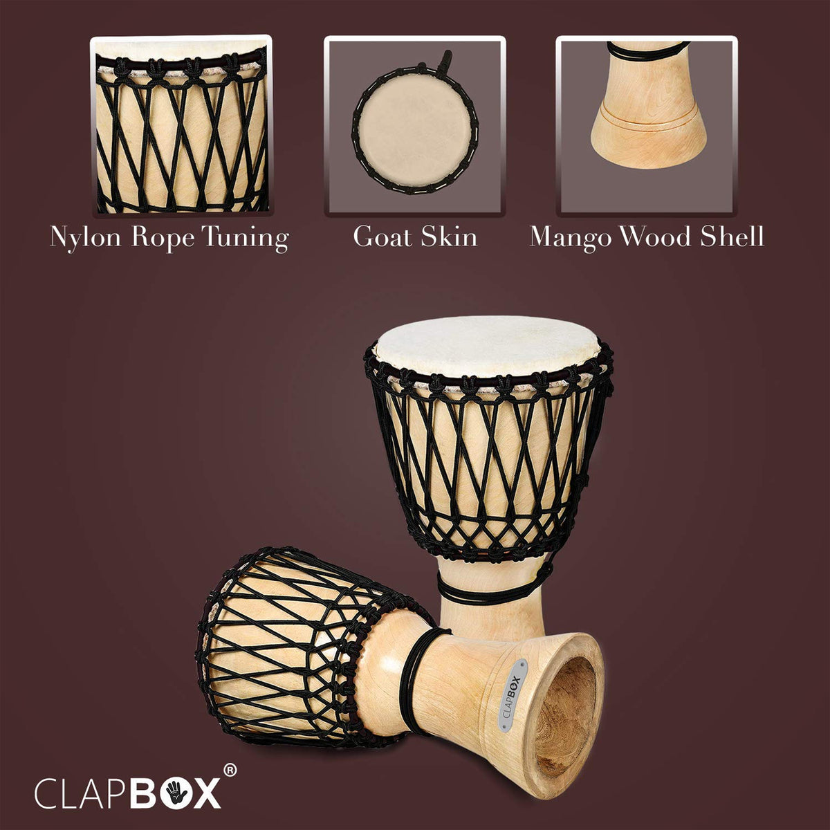 CLAPBOX CB DJEMBE – MANGO WOOD-NATURAL
