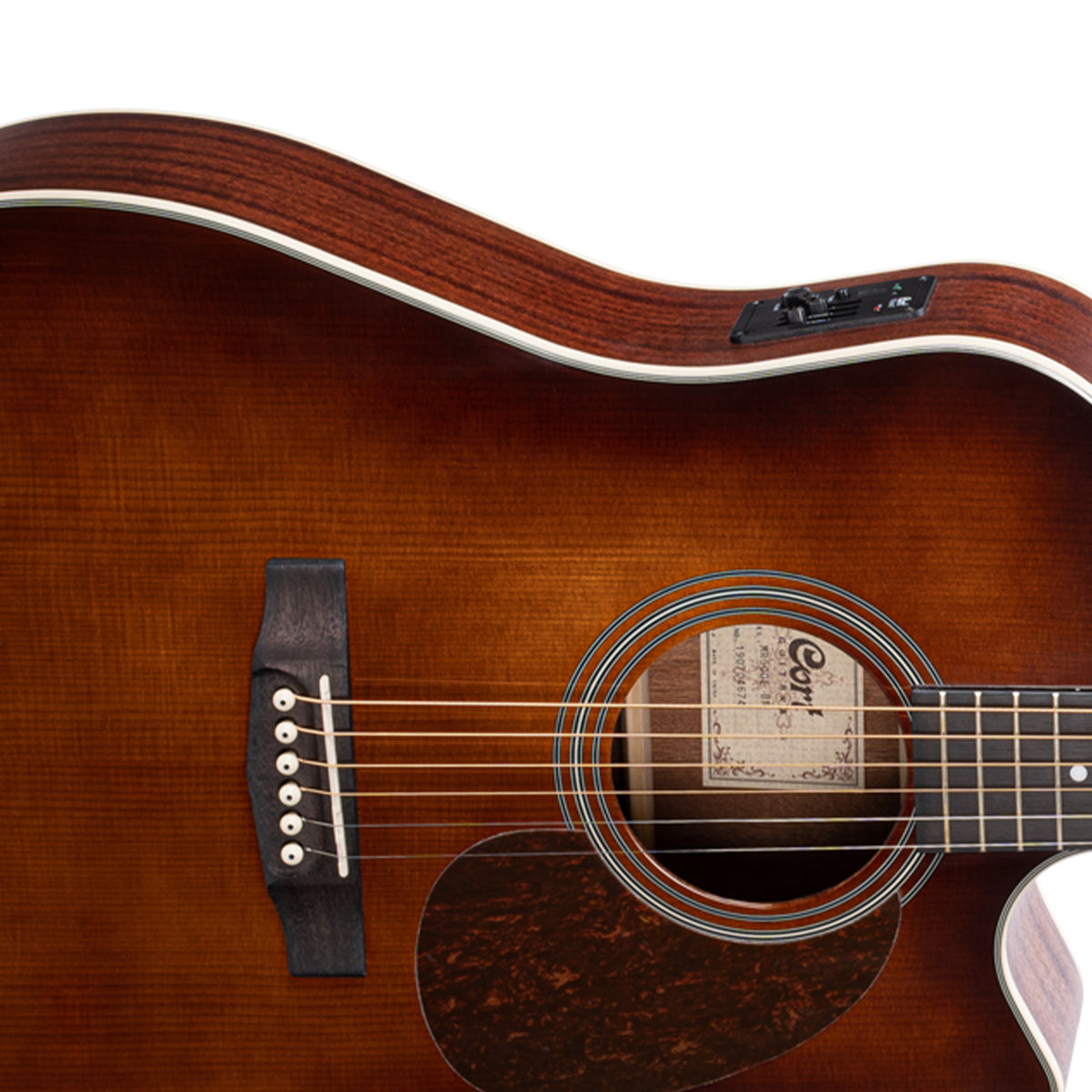 Cort MR500E Dreadnought Cutaway Semi-Acoustic Guitar-Brown Burst