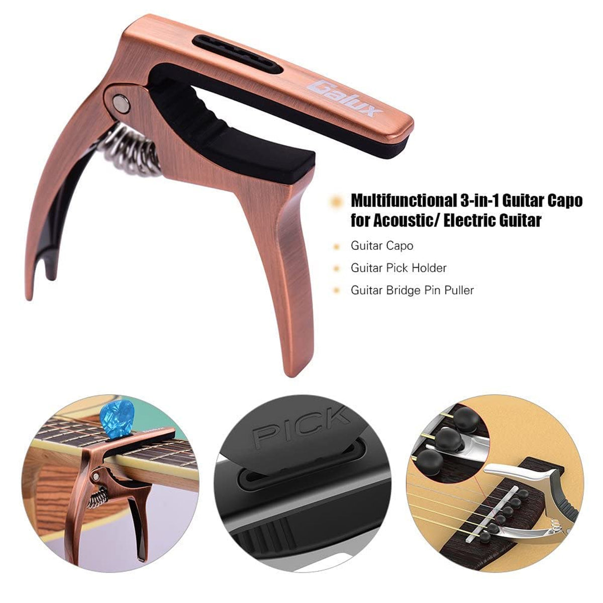 Galux GC-500A Guitar Capo - Bronze