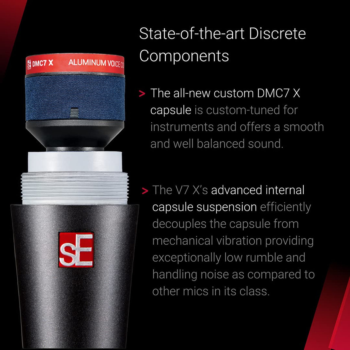 SE Electronics V7X Supercardioid Dynamic Instrument Mic with Integrated Shockmount and Internal Windscreen