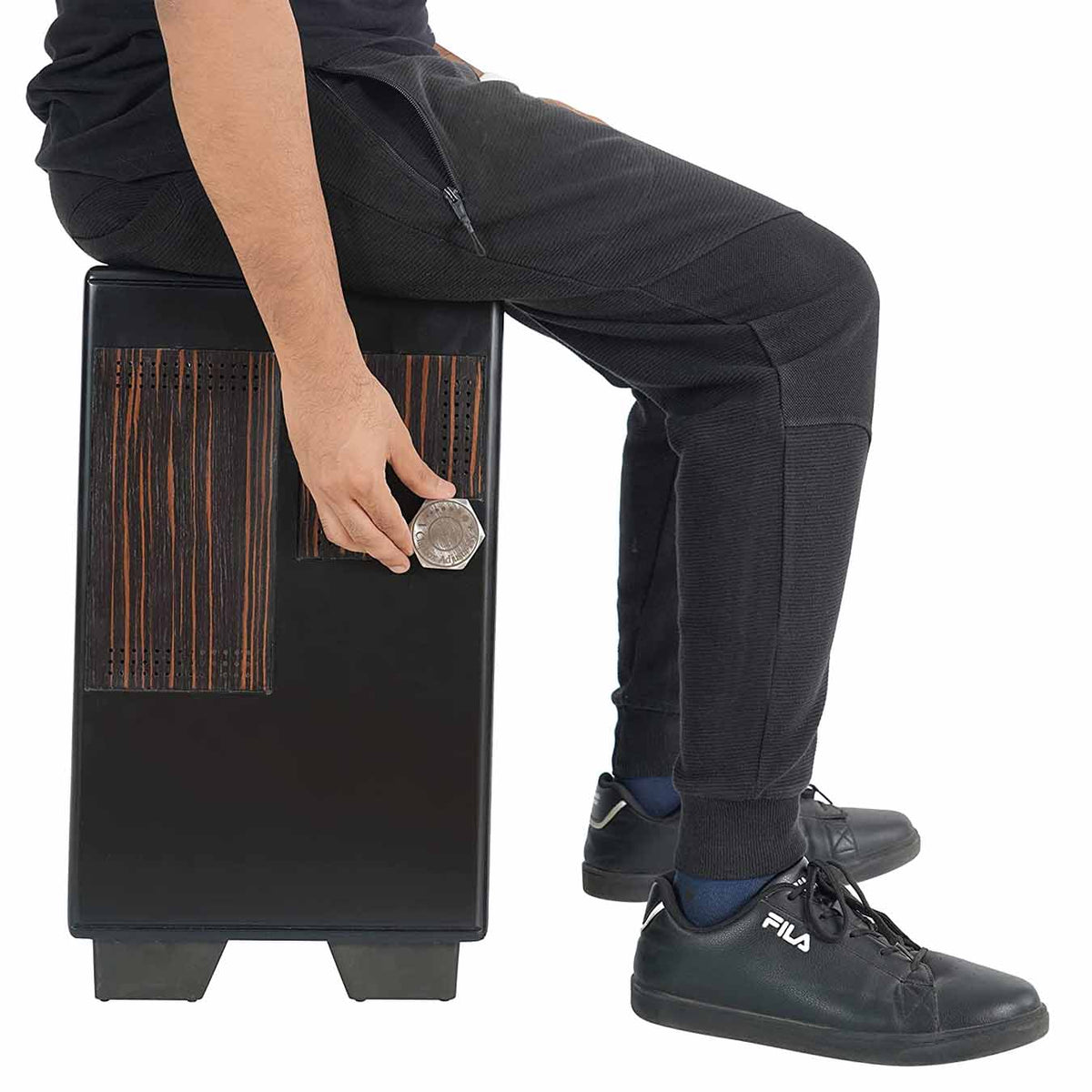 Clapbox CB50 PRO Cajon - (2 instruments in 1) with Side Bongos & Adjusta-Fly Advanced Adjustable Mechanism, Oak Wood- 3 Inter
