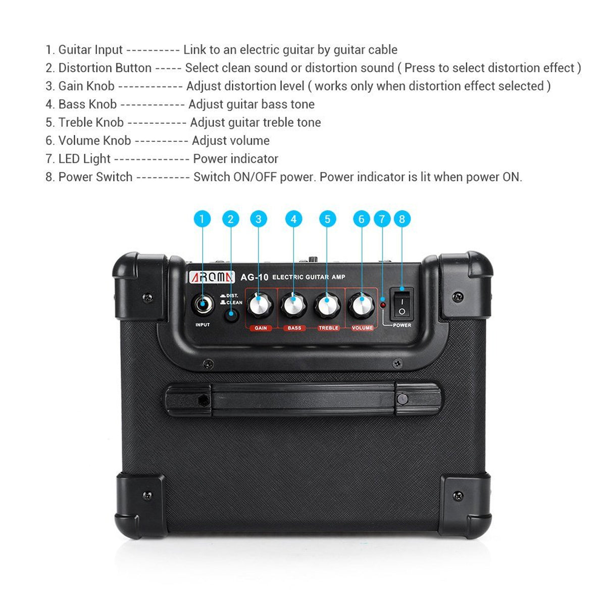 AROMA AG10 10watt Portable Compact Electric Amplifier - Black