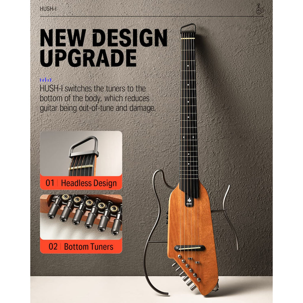 Donner HUSH-I Headless Silent Guitar - Natural