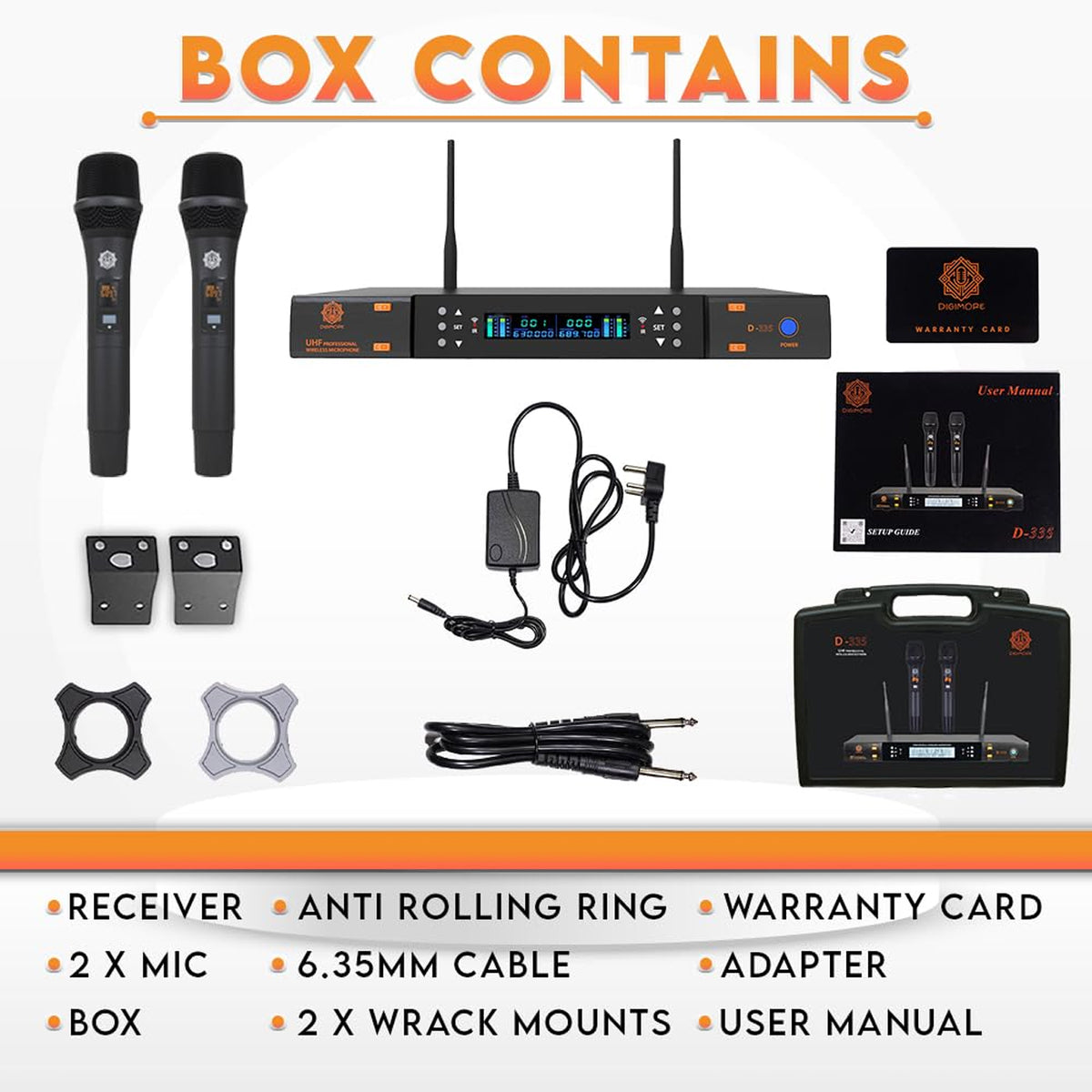 DIGIMORE D335 Dual Wireless Dynamic Handheld Microphone System