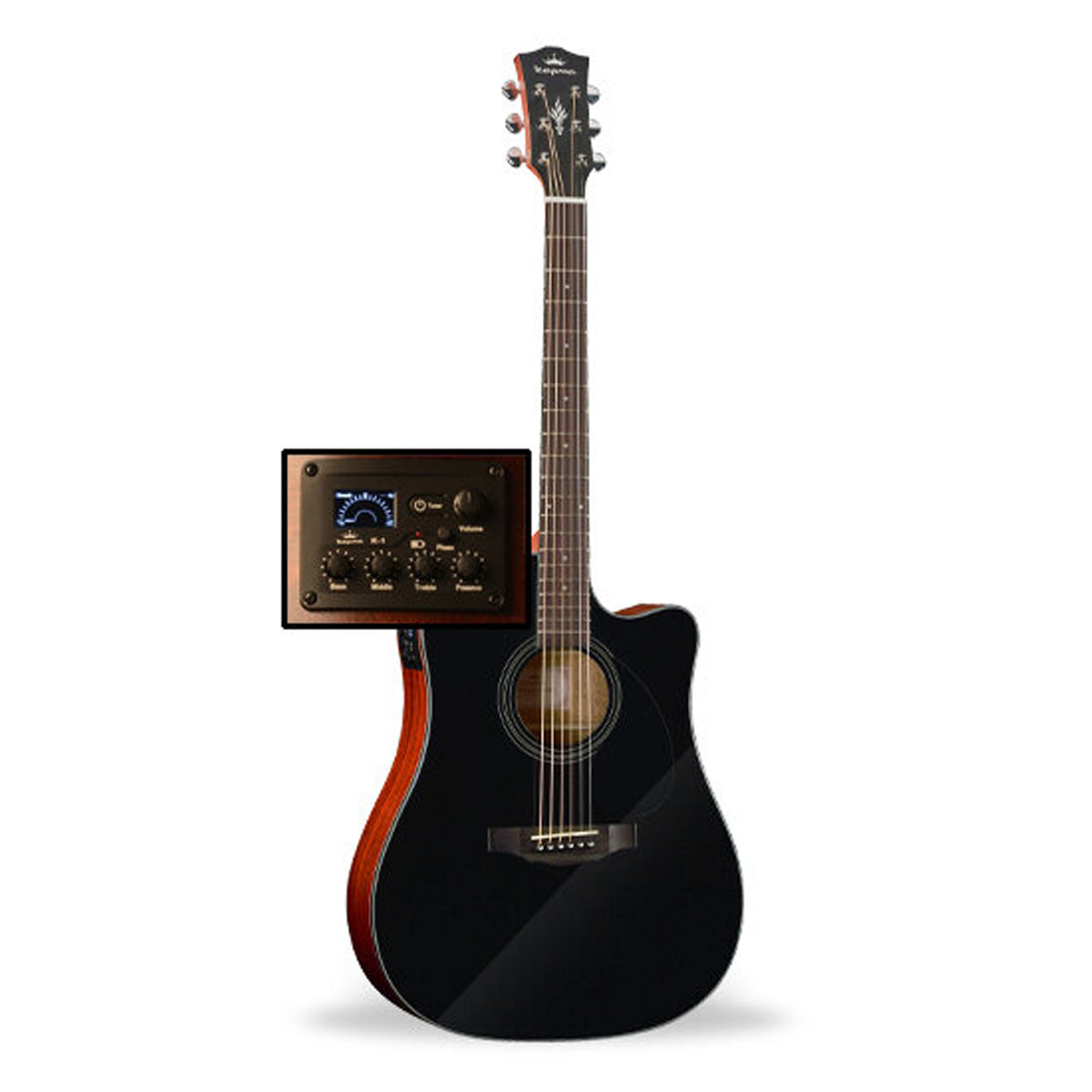 KEPMA EDC-E Semi- Acoustic Guitar - Black Matt