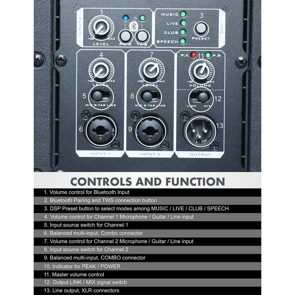 Hawk VIBE 12 2000 Watts 12 inches Active Speaker with Bluetooth and DSP