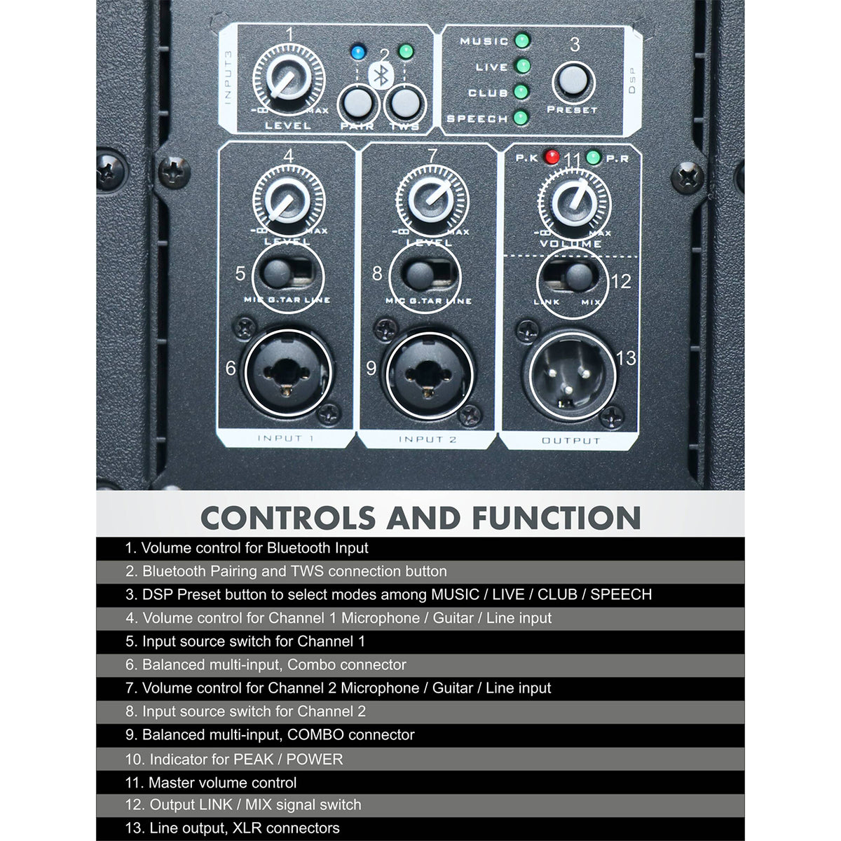 Hawk VIBE 12 2000 Watts 12 inches Active Speaker with Bluetooth and DSP