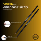 Drumistan Coloured American Hickory Drum Sticks 5A - Black