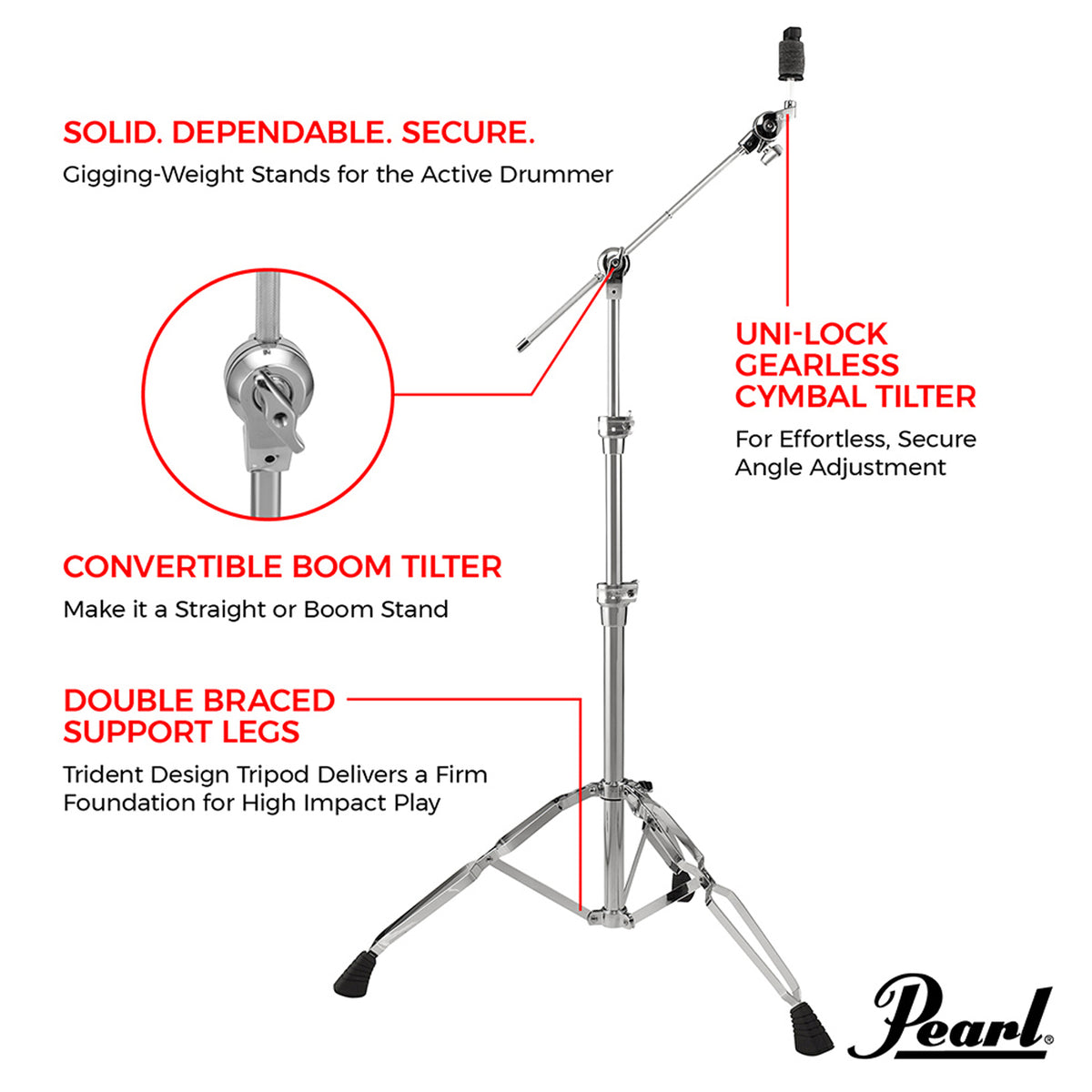 Pearl BC930WL Boom Cymbal Stand with Wingloc