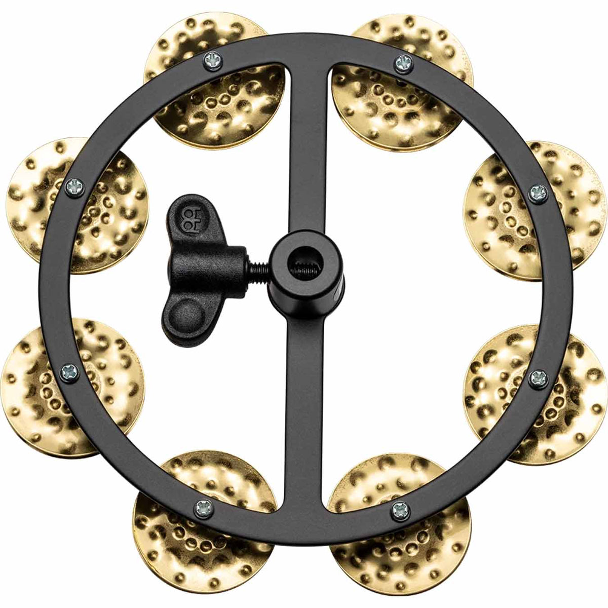 Meinl Artists Blog More 5 + 1 Headliner® Series 5\" Hihat Tambourine, Single Row, Hammered Brass Jingles - HTHH1B-BK