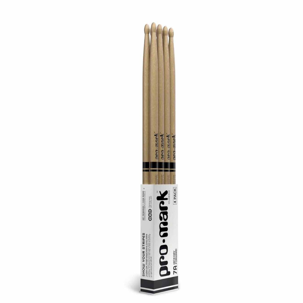 Promark Hickory Drumsticks - 7A - Wood Tip - 4-pack