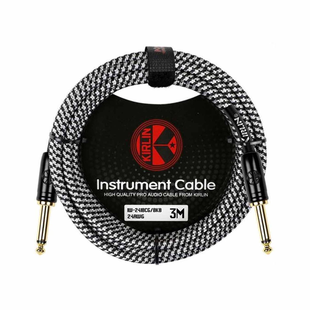 Kirlin IW-241BCG BKB Original Woven 3mtr Instrument Cable - Black
