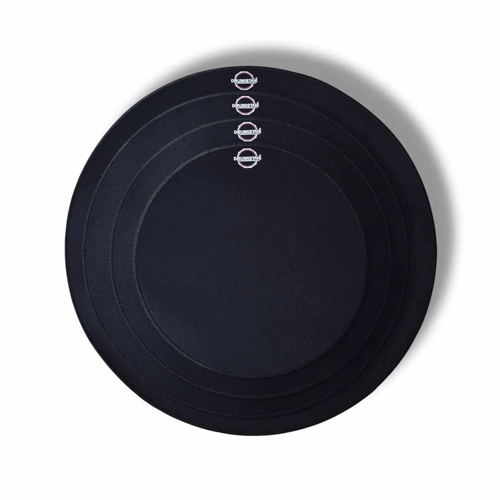 Drumistan Drum Mute Pad Kit, 9-Piece Black, Silent Training Set with Multiple Sizes (10,12,14,16) shell set + 3 cymbals set +