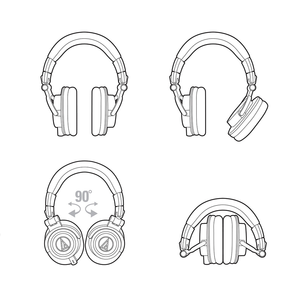 Audio-Technica ATH-M50x WH Over-Ear Professional Studio Monitor Headphones-White