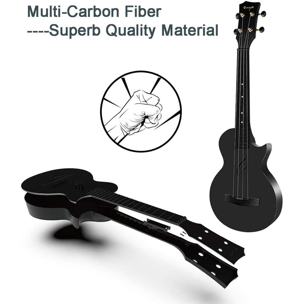 Enya Concert Ukulele Nova U Carbon Fiber Travel Ukulele with Beginner Kit includes online lessons, case, strap, capo and stri