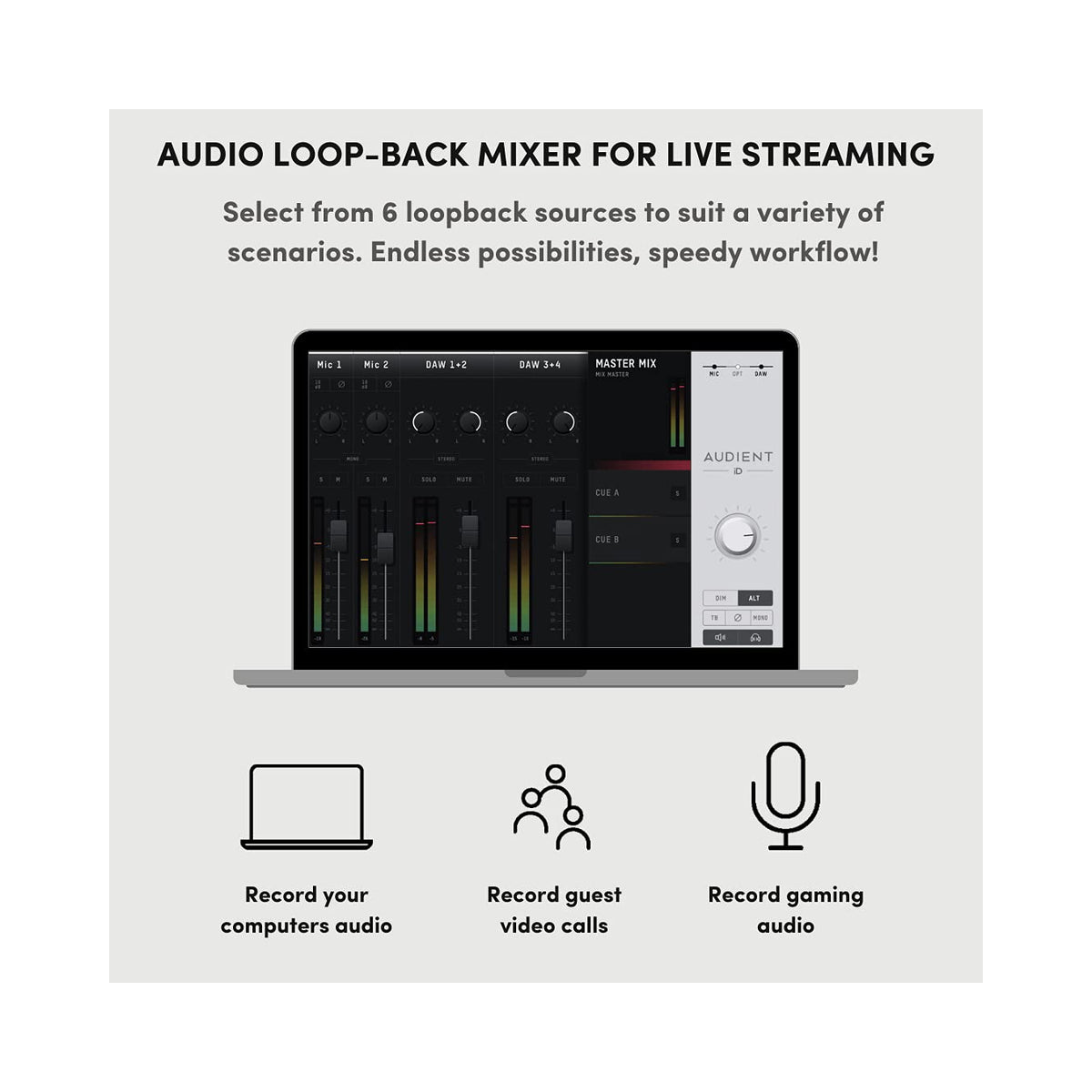 Audient iD14 (MKII) 10in/6out High Performance USB3.0 Audio Interface with 126dB Dynamic Range- 2 X Audient Console Preamps- 